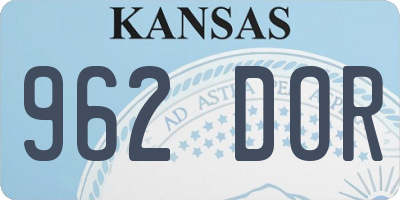 KS license plate 962DOR
