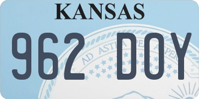 KS license plate 962DOY