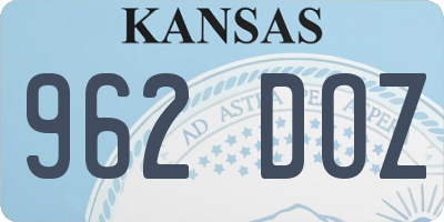 KS license plate 962DOZ