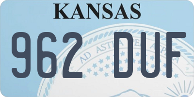 KS license plate 962DUF