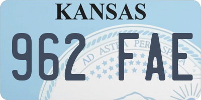 KS license plate 962FAE