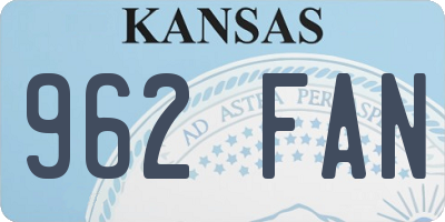 KS license plate 962FAN