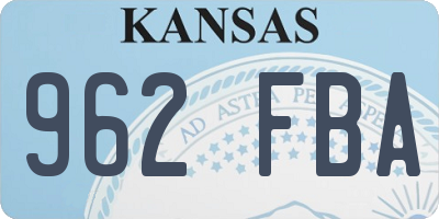 KS license plate 962FBA