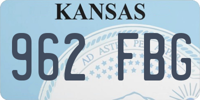 KS license plate 962FBG