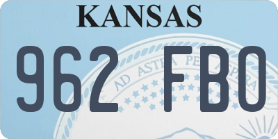 KS license plate 962FBO