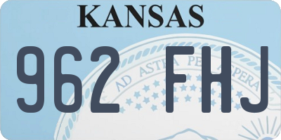 KS license plate 962FHJ