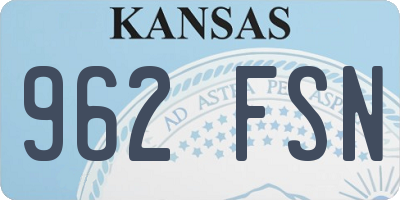 KS license plate 962FSN