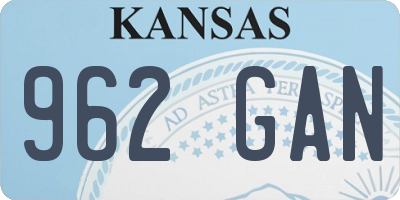 KS license plate 962GAN