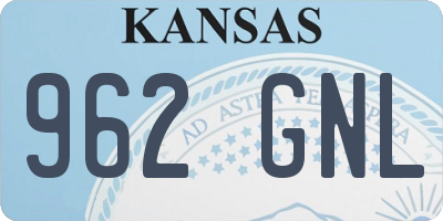 KS license plate 962GNL
