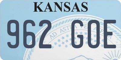 KS license plate 962GOE