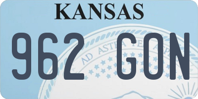 KS license plate 962GON