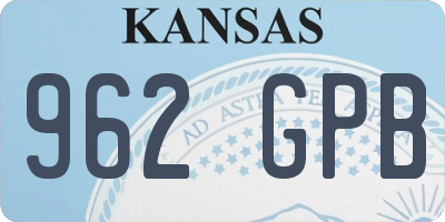 KS license plate 962GPB