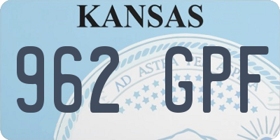 KS license plate 962GPF