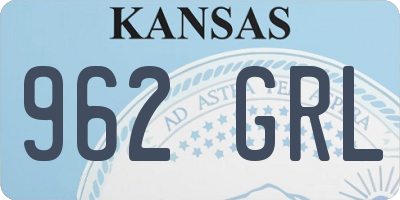 KS license plate 962GRL