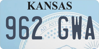 KS license plate 962GWA