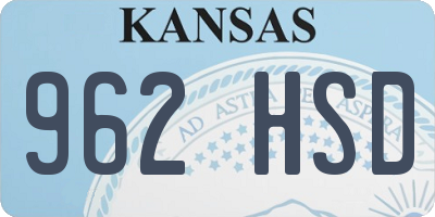 KS license plate 962HSD