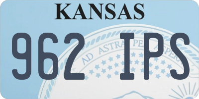 KS license plate 962IPS