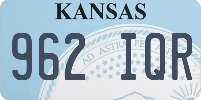KS license plate 962IQR
