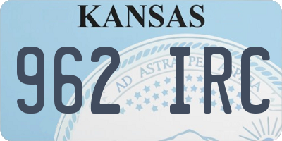 KS license plate 962IRC