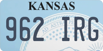KS license plate 962IRG