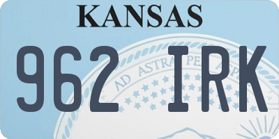 KS license plate 962IRK