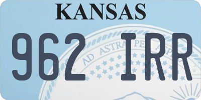 KS license plate 962IRR