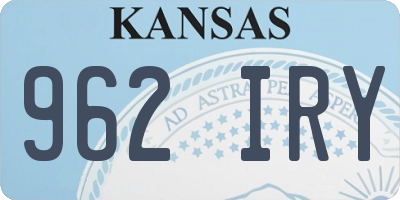 KS license plate 962IRY