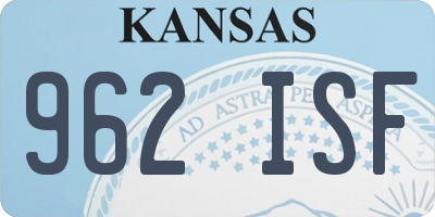 KS license plate 962ISF