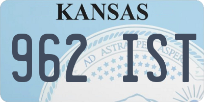KS license plate 962IST