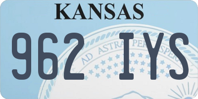 KS license plate 962IYS