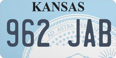 KS license plate 962JAB