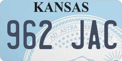 KS license plate 962JAC