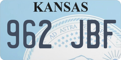 KS license plate 962JBF
