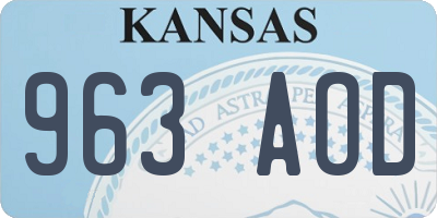 KS license plate 963AOD