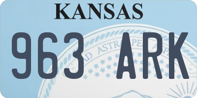 KS license plate 963ARK