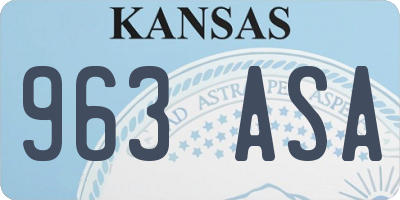 KS license plate 963ASA