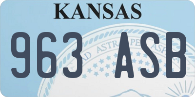 KS license plate 963ASB