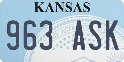 KS license plate 963ASK