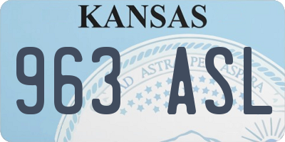KS license plate 963ASL