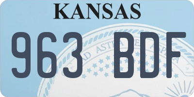KS license plate 963BDF