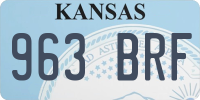 KS license plate 963BRF