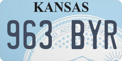 KS license plate 963BYR