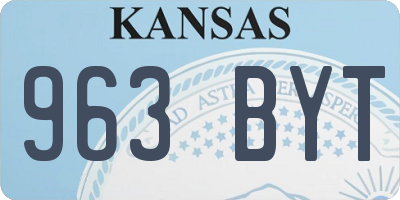 KS license plate 963BYT