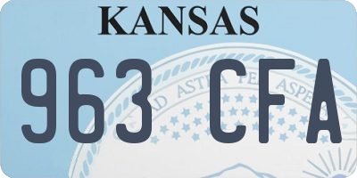 KS license plate 963CFA