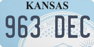 KS license plate 963DEC