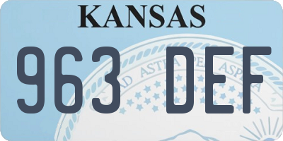 KS license plate 963DEF