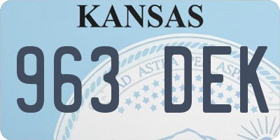 KS license plate 963DEK