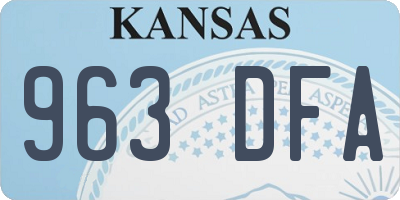 KS license plate 963DFA