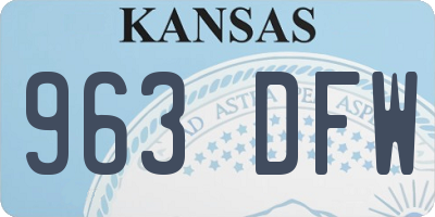 KS license plate 963DFW