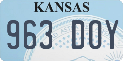 KS license plate 963DOY